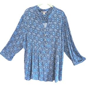 DB Established 1962, Blue/Teal Print, Cotton Knit, Pull Over, Size 3X